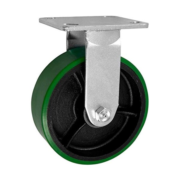Medium Duty 5"X 2" Green Polyurethane ON Iron Wheel, Rigid Caster 1